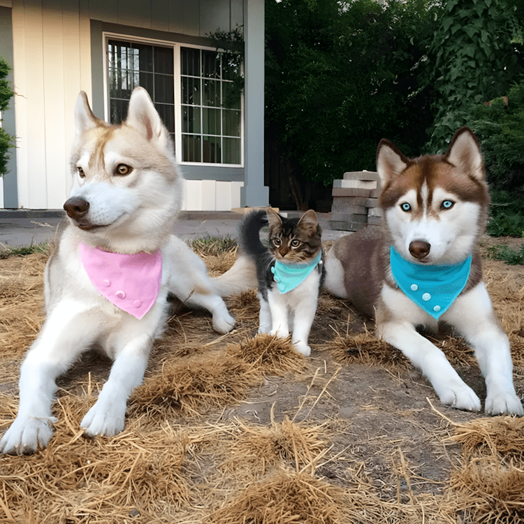 A megmentett cica lett a harom husky legjobb baratja8.jpg