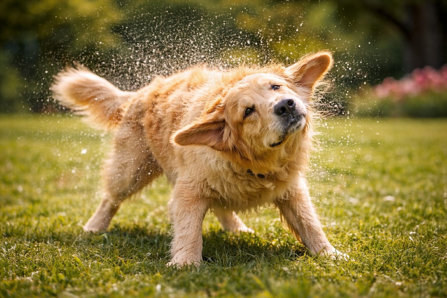 Arany retriever vizcseppek kozott